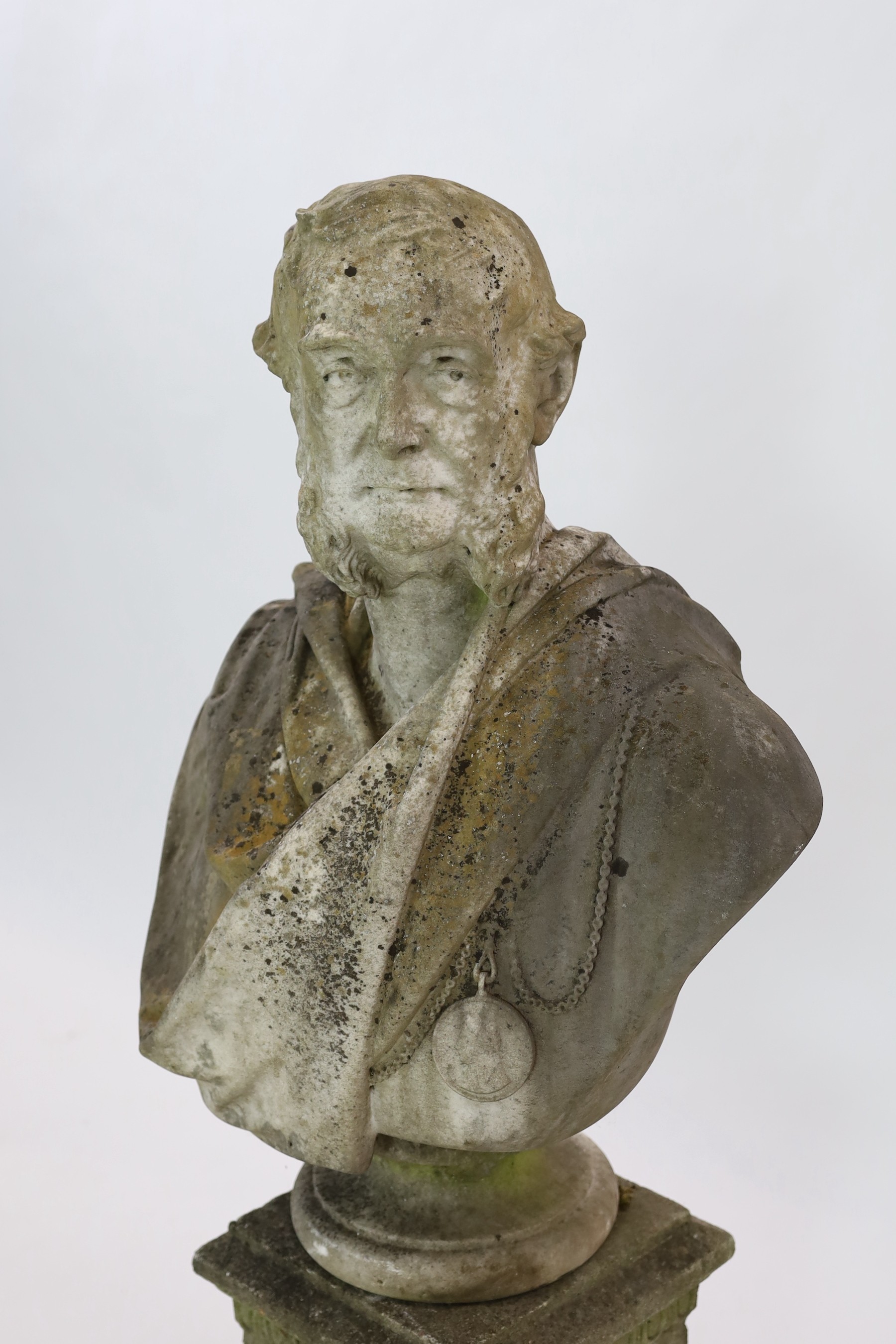 Henry Weekes RA (1807-1877) A Victorian white marble bust of a gentleman, signed and dated 1875, overall height 40cm bust width 60cm height 80cm